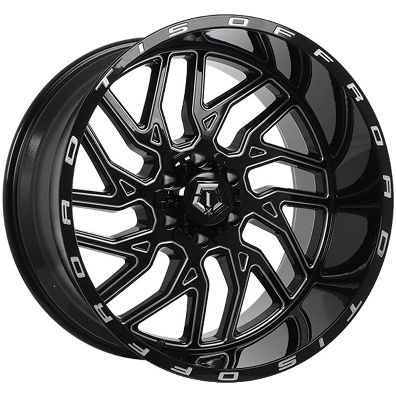TIS Wheels | 544 22x12.0 ET-44 - Gloss Black - Milled Edge