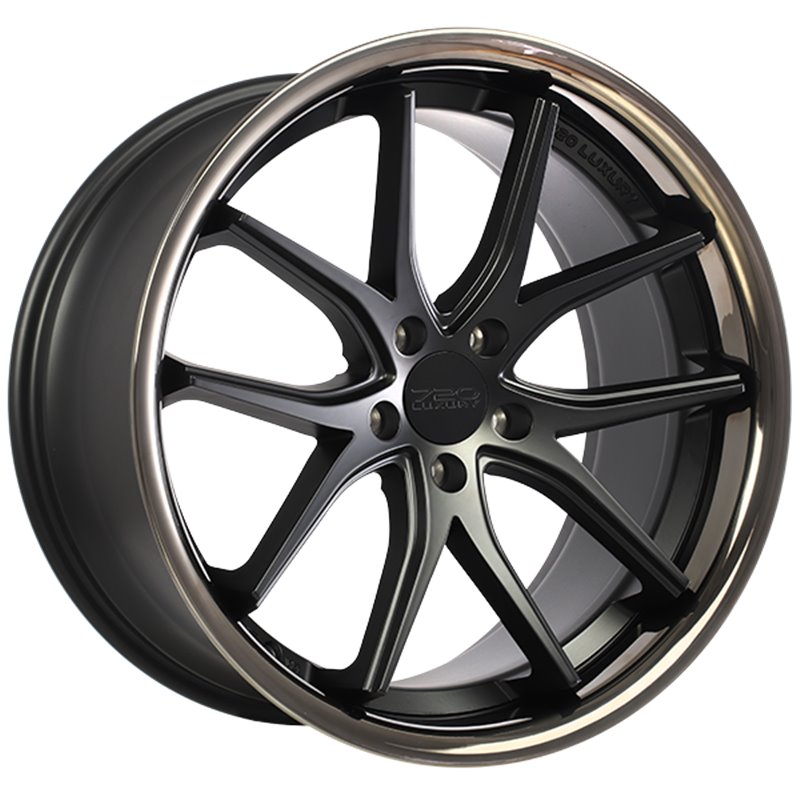 720 Luxury | VANQUISH 20x10.5 ET35 - Satin Black - Black Stainless Lip