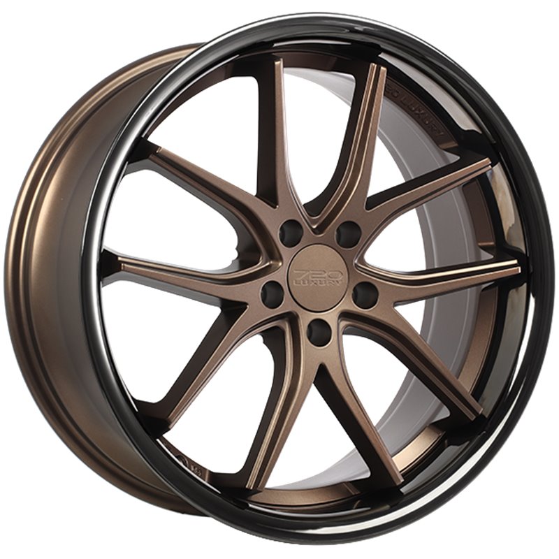 720 Luxury | VANQUISH 20x10.5 ET45 - Satin Bronze Face - Black Stainless Lip