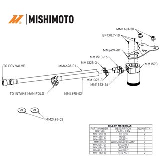 Mishimoto | Baffled Oil Catch Can Kit, PCV Side - Mustang EcoBoost / EcoBoost Premium 2.3T 2024