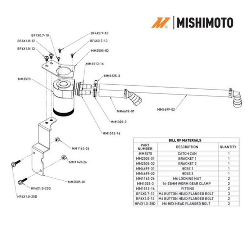 Mishimoto | Baffled Oil Catch Can Kit, PCV Side - Mustang 5.0L 2024