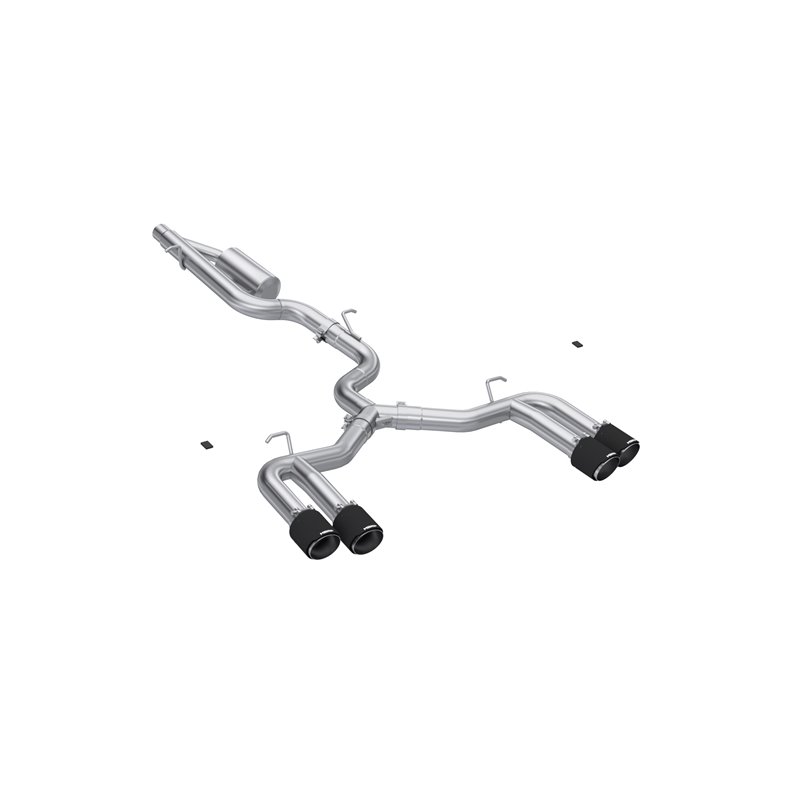 MBRP | 3in. Cat-Back Dual Split Quad Rear, Valve Delete, T304 with CF. - S3 2.0T 2022-2024