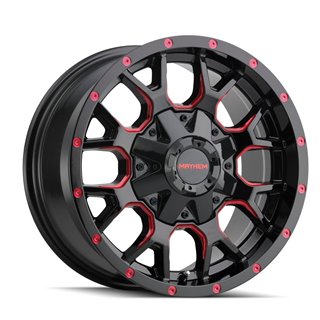 Mayhem | WARRIOR 20x9.0 ET0 - Gloss Black Milled Prism Red
