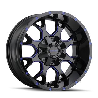 Mayhem | WARRIOR 18x9.0 ET18 - Gloss Black Milled Prism Blue