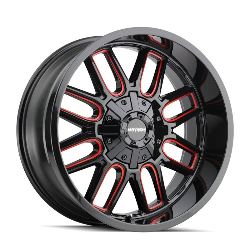 Mayhem | COGENT 17x9.0 ET-12 - Gloss Black Milled Prism Red