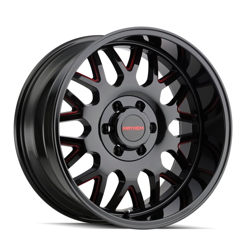 Mayhem | TRIPWIRE 20x9.0 ET18 - Gloss Black Milled Prism Red