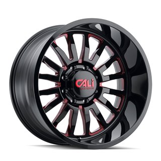CALI Off-Road | SUMMIT 24x14.0 ET-76 - Gloss Black Milled Prism Red