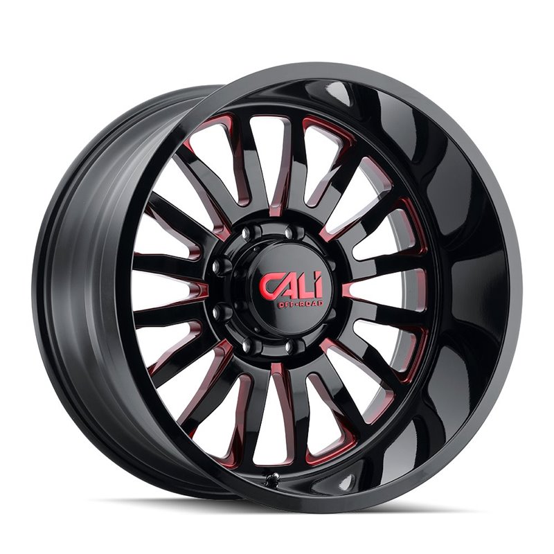 CALI Off-Road | SUMMIT 24x14.0 ET-76 - Gloss Black Milled Prism Red