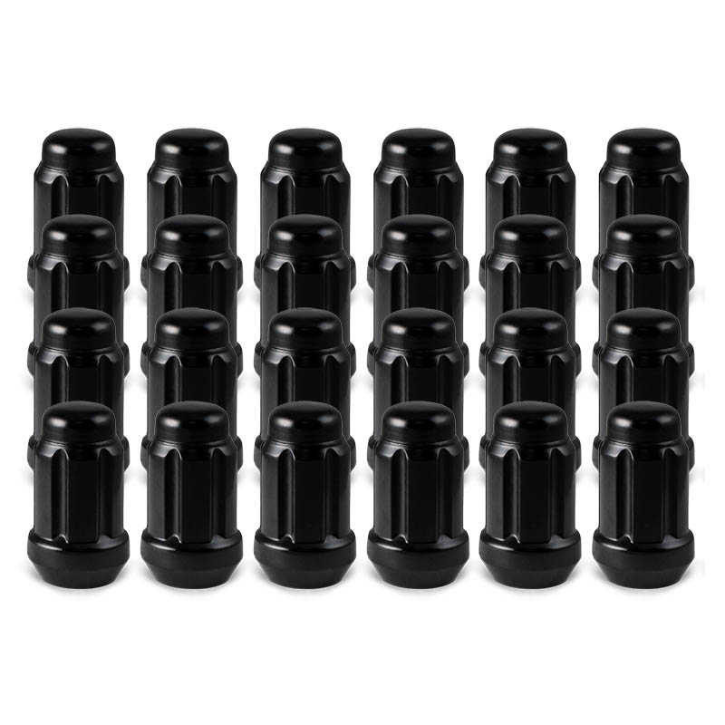 RHI | Lug Nuts (24) - Closed End, Spline - Black Chrome  - 14x1.5 X 35mm (1.38")