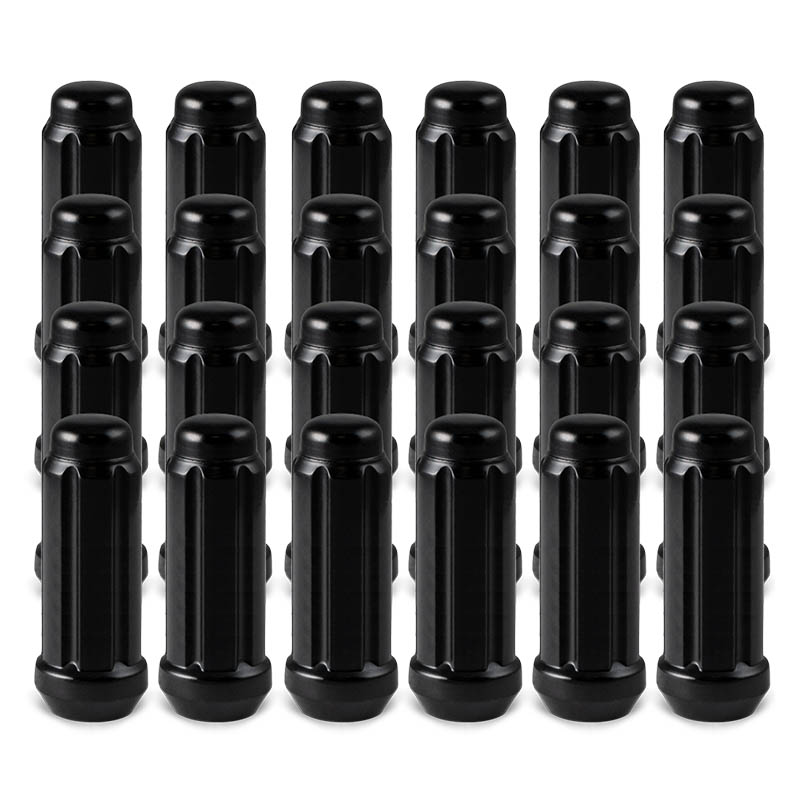 RHI | Lug Nuts (24) - Closed End (Long), Spline - Black Chrome  - 14x1.5 X 50mm (2.00")