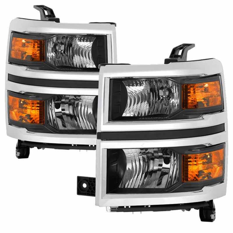 Xtune | Crystal Headlights - OEM Style with Chrome Trim - Black