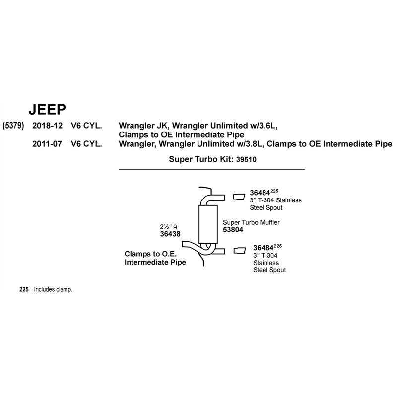 Dynomax | Super Turbo Exhaust System Kit - Wrangler (JK) 3.6L / 3.8L 2007-2018