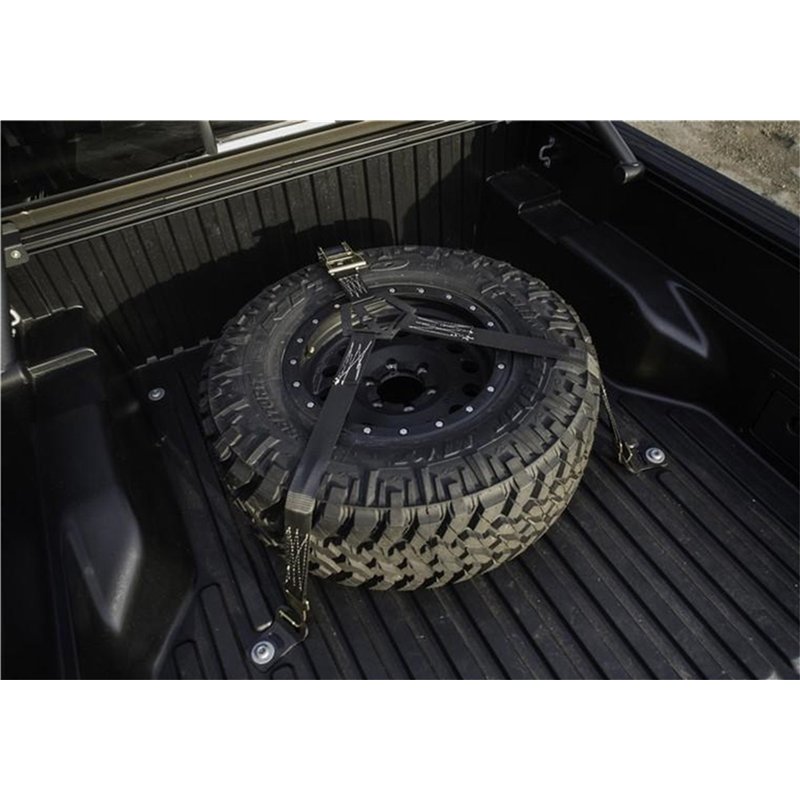 N-FAB | Bed Mounted Rapid Strap Tire Carrier w/Black Strap