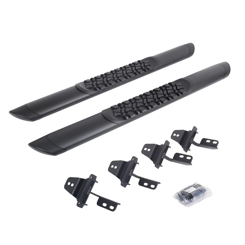 Go Rhino | V-Series V3 Aluminum Side Steps and Mounting Brackets Kit - Textured Black - Wrangler (JK) 3.6L / 3.8L 2007-2018
