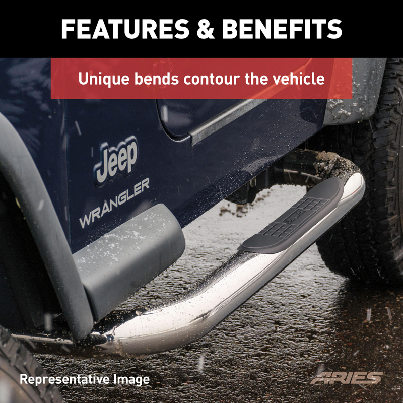 ARIES | 3" Round Polished Stainless Side Bars - Expedition 4.6L / 5.4L 2003-2006