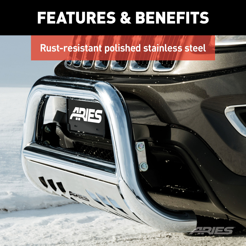 ARIES | 3" Polished Stainless Bull Bar - Cadillac / Chevrolet / GMC 2007-2020
