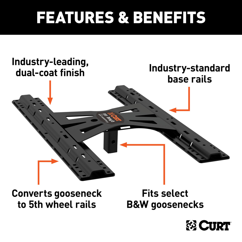 CURT | X5 Gooseneck-to-5th-Wheel Adapter Plate with Square Shank