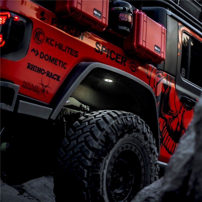 KC HiLiTES | KC Cyclone V2 LED Rock Light-6-Light System-Clear-5W Flood Beam