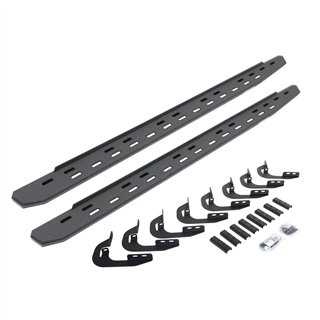 Go Rhino | 69605880ST - RB30 Slim Line Running Boards with Mounting Bracket Kit - Protective Bedliner Coating - Chevrolet / GMC 