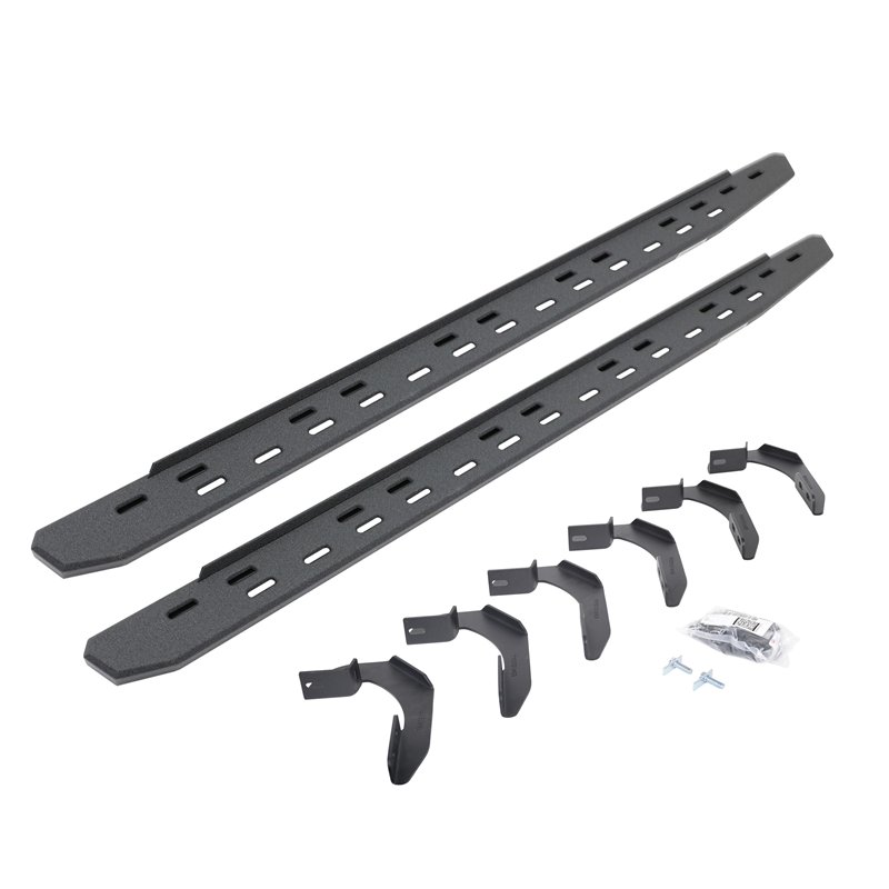 Go Rhino | 69612680ST - RB30 Slim Line Running Boards with Mounting Bracket Kit - Protective Bedliner Coating - F-150 2004-2014