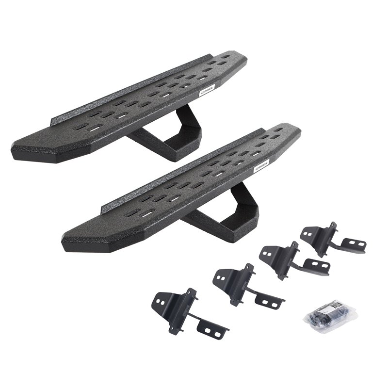 Go Rhino | 6969264810T - RB30 Running Boards with Mounting Brackets & 1 Pairs of Drops Steps Kit - Wrangler (JK) 3.6L / 3.8L 200