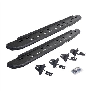 Go Rhino | 69692648ST - RB30 Slim Line Running Boards with Mounting Bracket Kit - Protective Bedliner Coating - Wrangler (JK) 3.