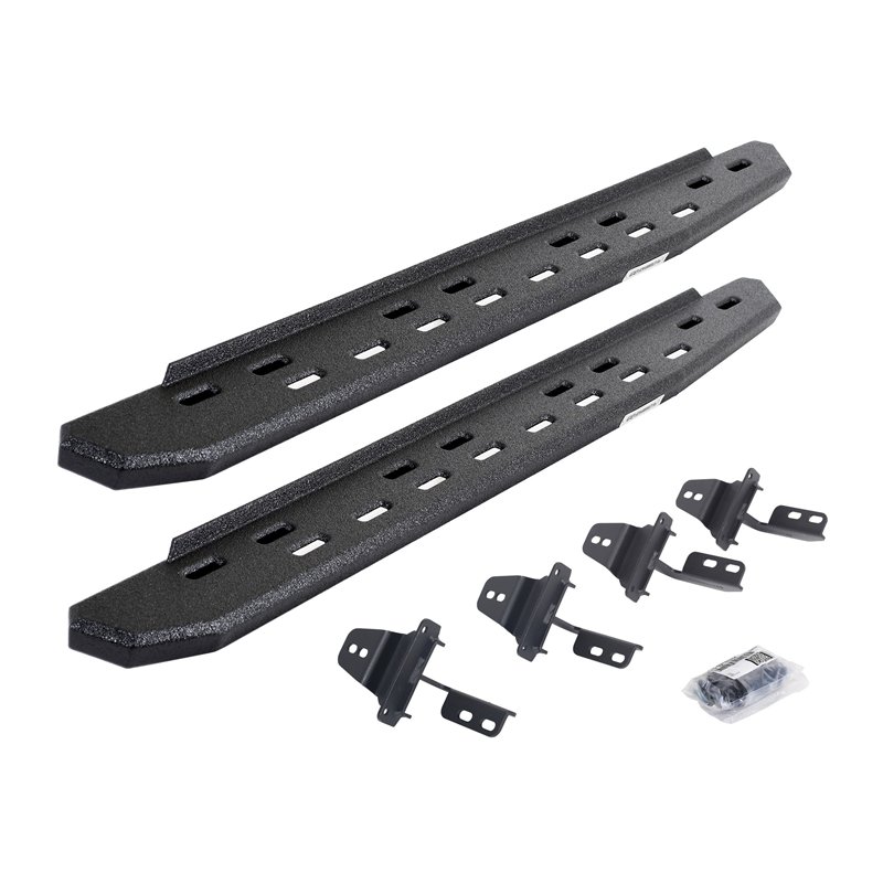 Go Rhino | 69692648ST - RB30 Slim Line Running Boards with Mounting Bracket Kit - Protective Bedliner Coating - Wrangler (JK) 3.