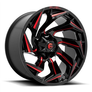 Fuel Off-Road | Reaction D755 22X12.0 ET-44 - Gloss Black / Milled-Red Tint