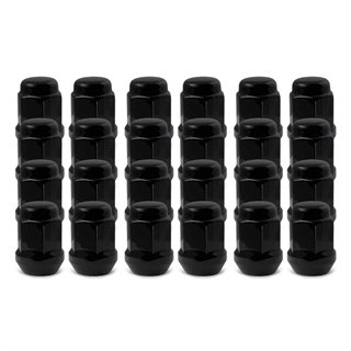 RHI | Lug Nuts (20 + 4 Locks) - Closed End, Bulge Acorn (18 Point) - Black Chrome  - 12x1.5 X 35mm (1.38")