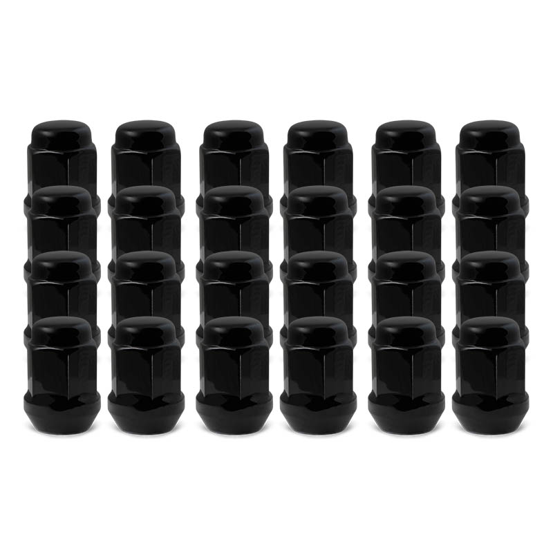 RHI | Lug Nuts (20 + 4 Locks) - Closed End, Bulge Acorn (18 Point) - Black Chrome  - 12x1.5 X 35mm (1.38")
