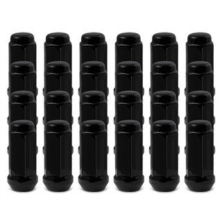 RHI | Lug Nuts (20 + 4 Locks) - Closed End (Long), Bulge Acorn (18 Point) - Black Chrome  - 14x1.5 X 48mm (1.90")