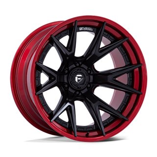 Fuel Off-Road | FC402 22x12.0 ET-44 - MATTE BLACK WITH CANDY RED LIP