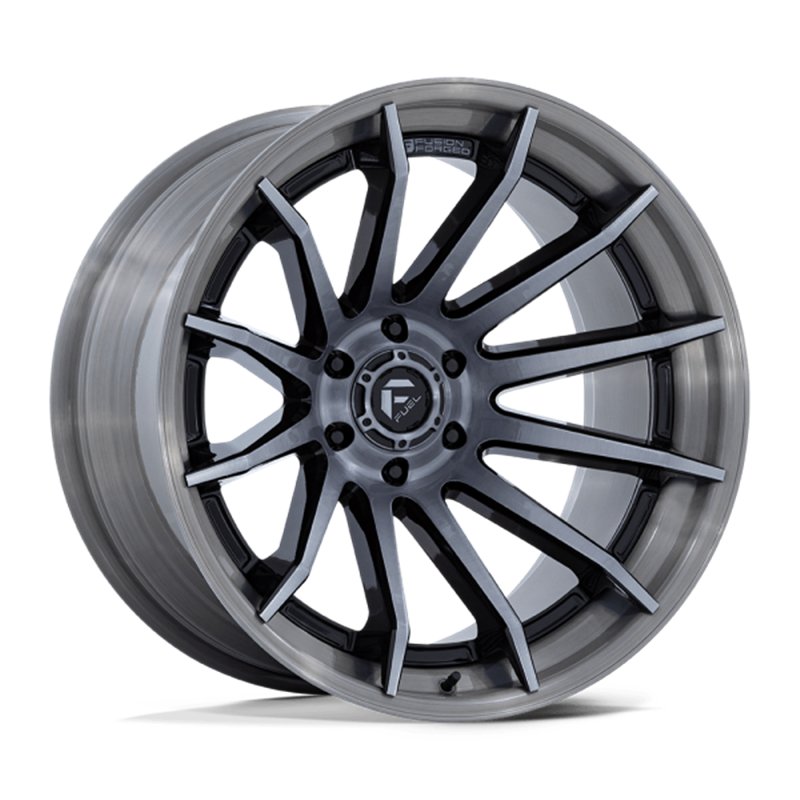 Fuel Off-Road | FC403 24x12.0 ET-44 - GLOSS BLACK WITH BRUSHED GRAY TINT FACE & LIP