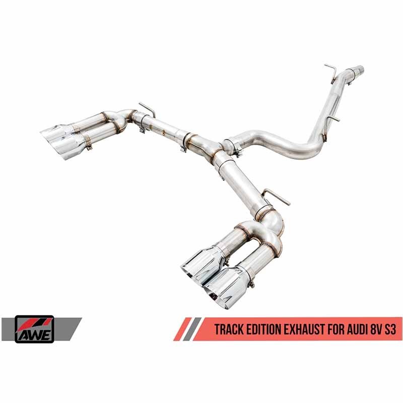 AWE Tuning | Track Cat-Back Exhaust Black Tips - S3 2.0T 2015-2020