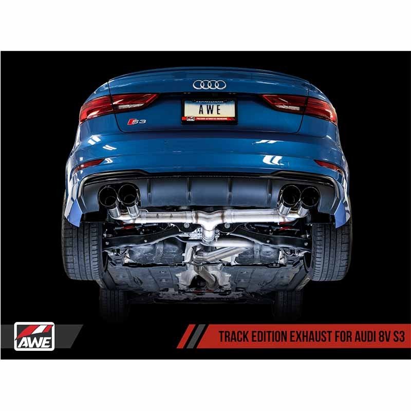 AWE Tuning | Track Cat-Back Exhaust Black Tips - S3 2.0T 2015-2020