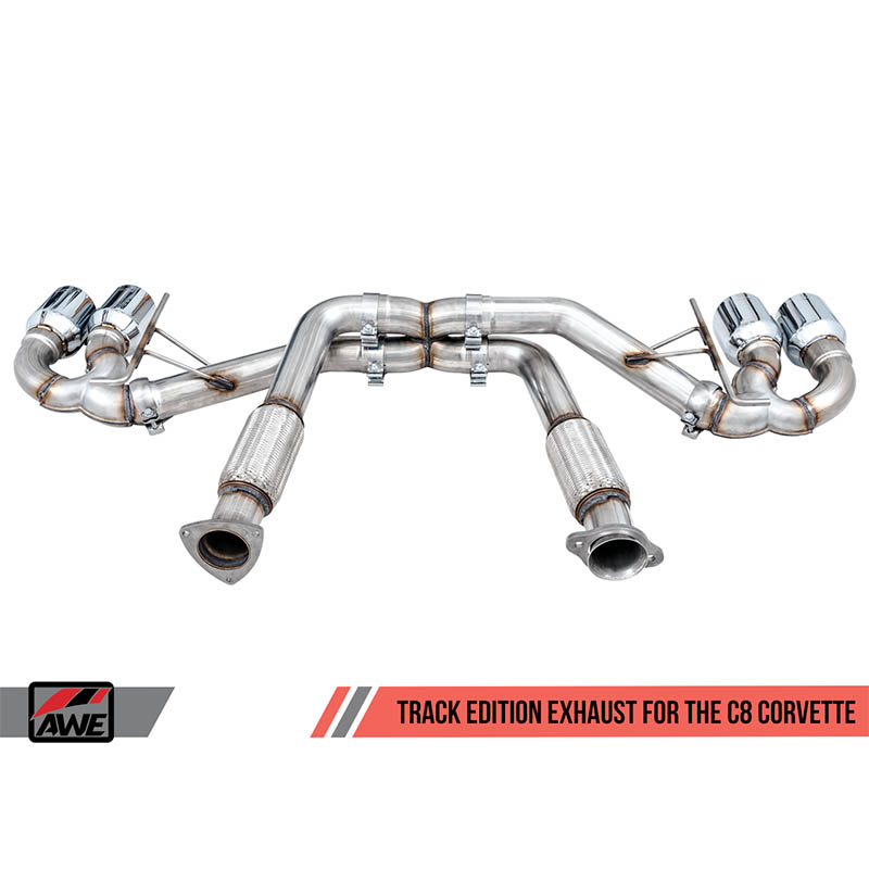 AWE Tuning | Track Cat-Back Exhaust Black Tips - Corvette 6.2L 2020-2023