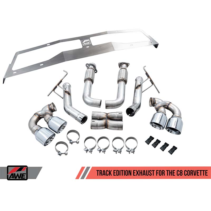 AWE Tuning | Track Cat-Back Exhaust Black Tips - Corvette 6.2L 2020-2023