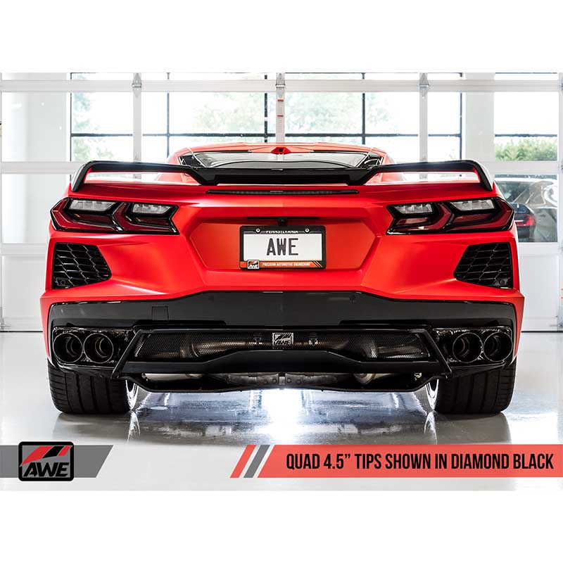 AWE Tuning | Track Cat-Back Exhaust Black Tips - Corvette 6.2L 2020-2023