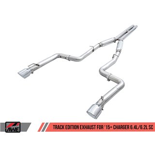 AWE Tuning | Track Cat-Back Exhaust Black Tips - Charger 6.2L / 6.4L 2015-2023