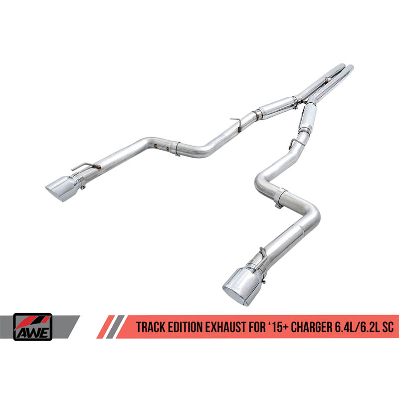 AWE Tuning | Track Cat-Back Exhaust Black Tips - Charger 6.2L / 6.4L 2015-2023