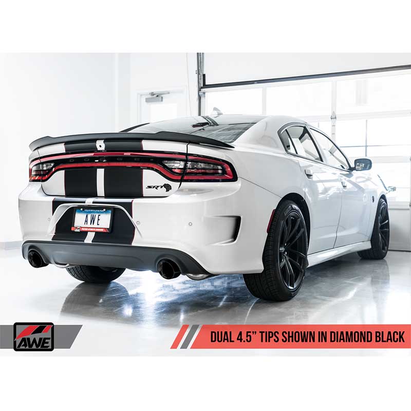 AWE Tuning | Track Cat-Back Exhaust Black Tips - Charger 6.2L / 6.4L 2015-2023