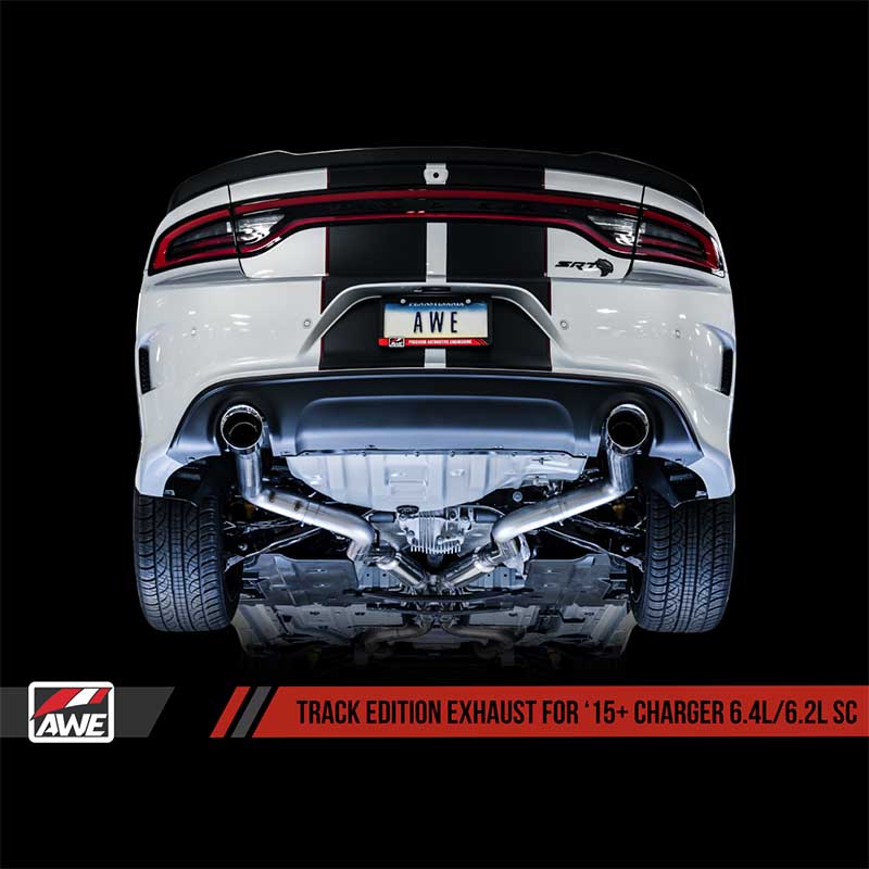 AWE Tuning | Track Cat-Back Exhaust Black Tips - Charger 6.2L / 6.4L 2015-2023