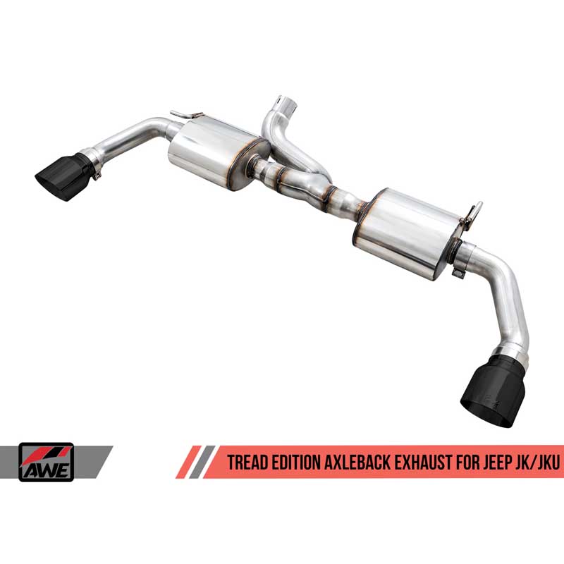 AWE Tuning | Tread Axle-Back Exhaust Black Tips - Wrangler (JK) 3.6L 2012-2018