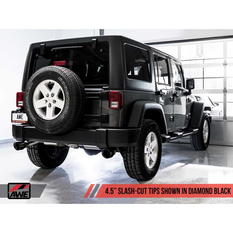 AWE Tuning | Tread Axle-Back Exhaust Black Tips - Wrangler (JK) 3.6L 2012-2018