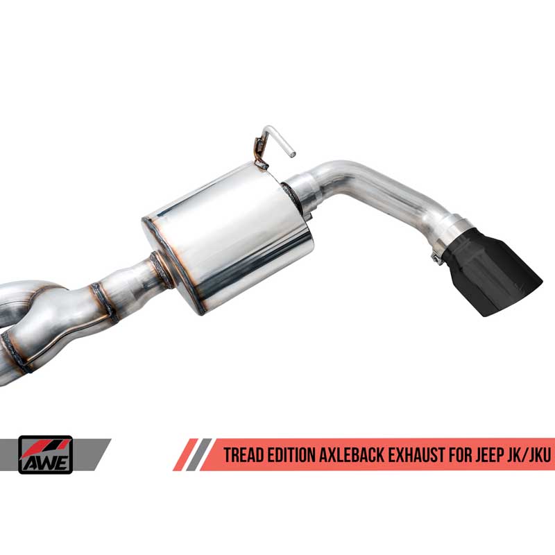 AWE Tuning | Tread Axle-Back Exhaust Black Tips - Wrangler (JK) 3.6L 2012-2018