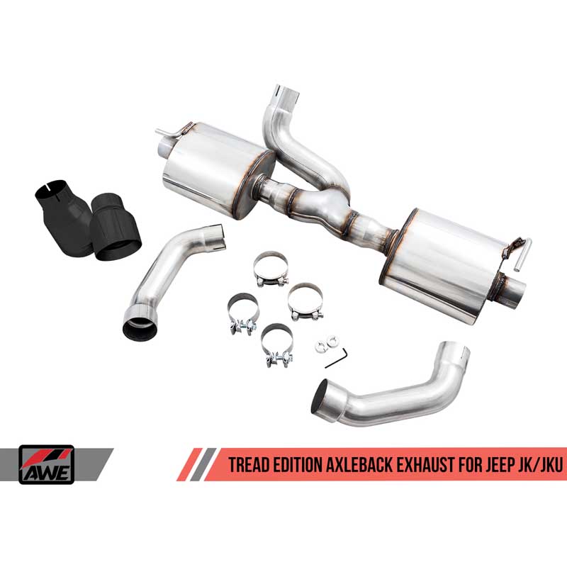 AWE Tuning | Tread Axle-Back Exhaust Black Tips - Wrangler (JK) 3.6L 2012-2018