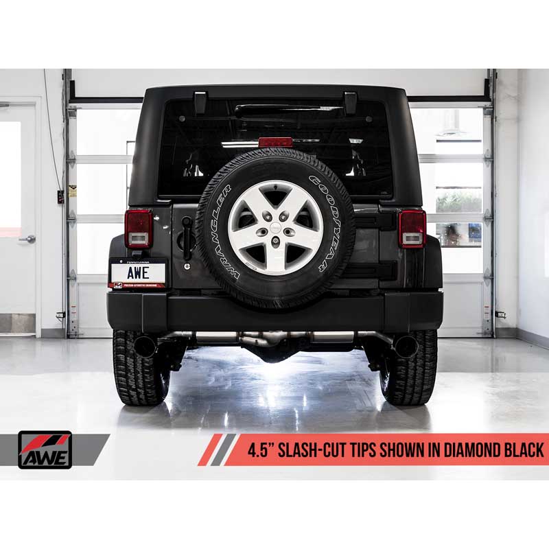 AWE Tuning | Tread Axle-Back Exhaust Black Tips - Wrangler (JK) 3.6L 2012-2018