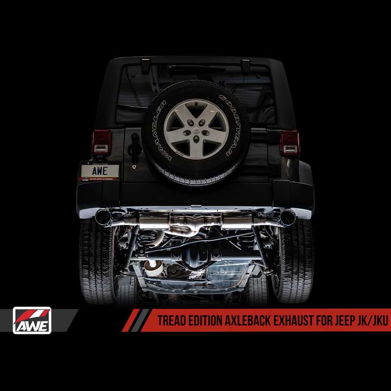 AWE Tuning | Tread Axle-Back Exhaust Black Tips - Wrangler (JK) 3.6L 2012-2018