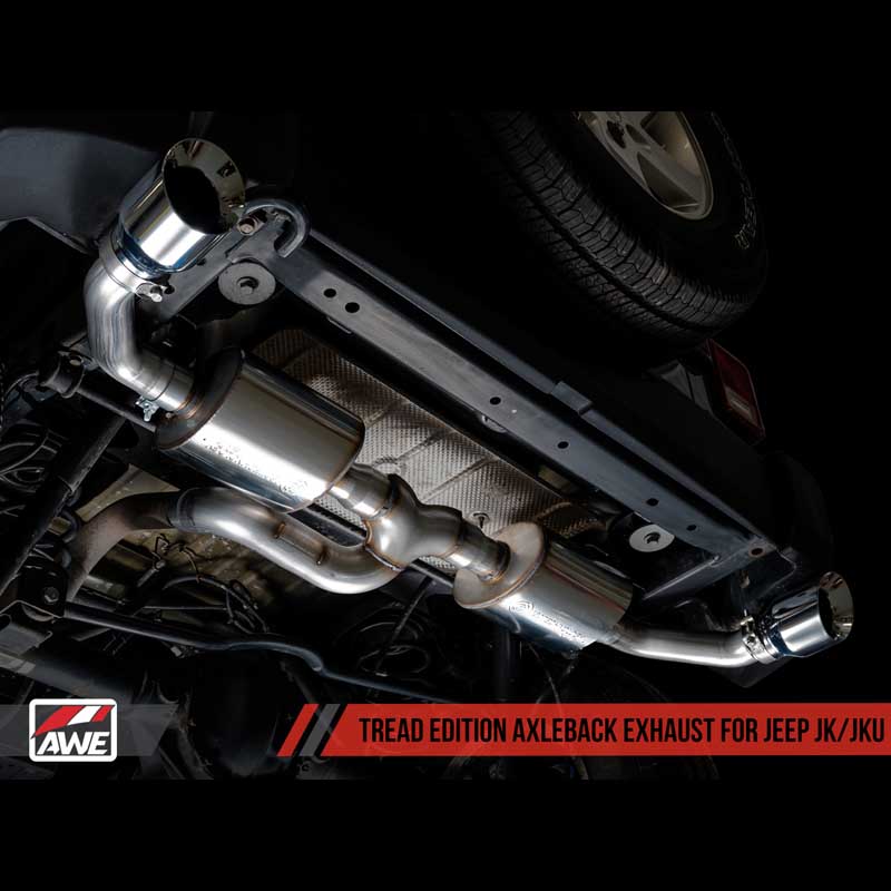 AWE Tuning | Tread Axle-Back Exhaust Black Tips - Wrangler (JK) 3.6L 2012-2018