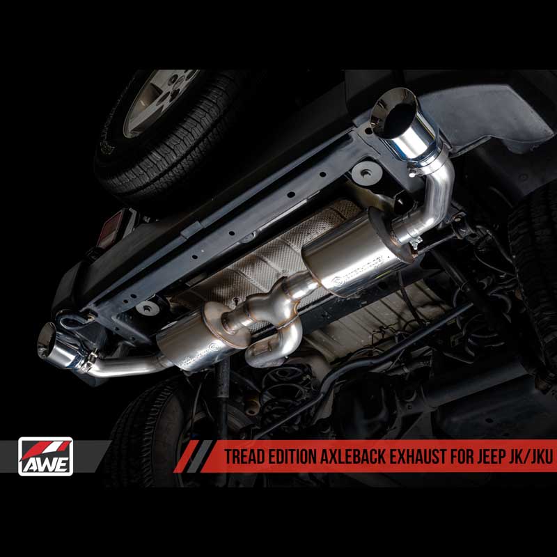 AWE Tuning | Tread Axle-Back Exhaust Black Tips - Wrangler (JK) 3.6L 2012-2018